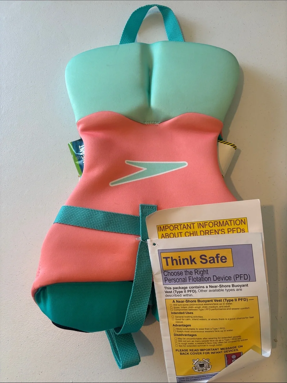 Speedo Coral Pink & Aqua Infant Swim Vest with Bubble Unicorn Print up to 30 lbs